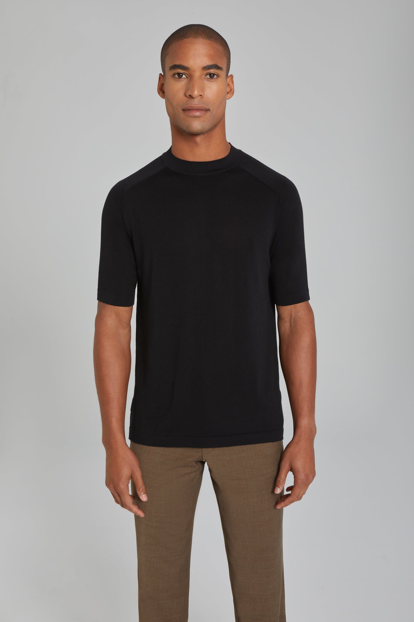 Jack Victor Men's Black Cotton/Silk SetiCo Crew Neck T-Shirt