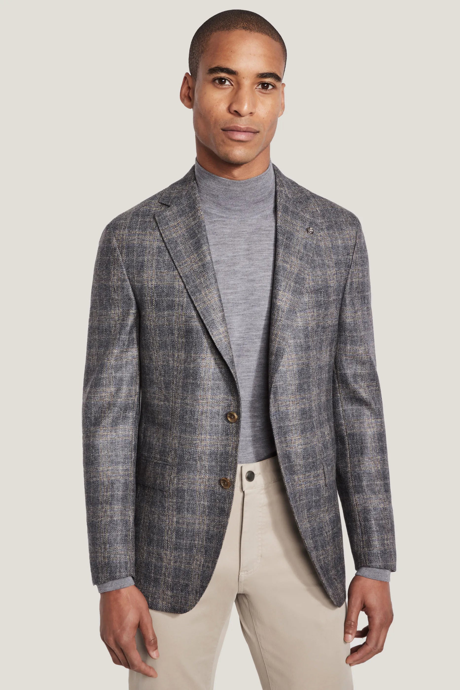 Light Grey Plaid Blazer Wool and Cashmere Jack Victor