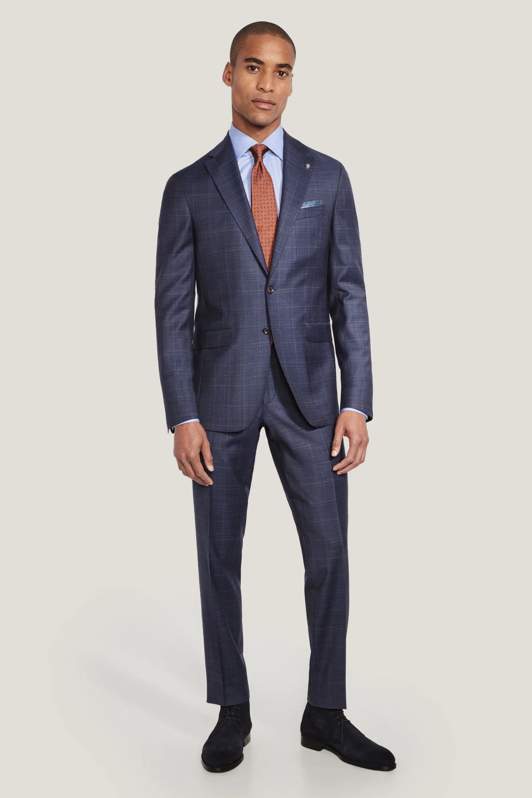 Alt view Navy Plaid Suit