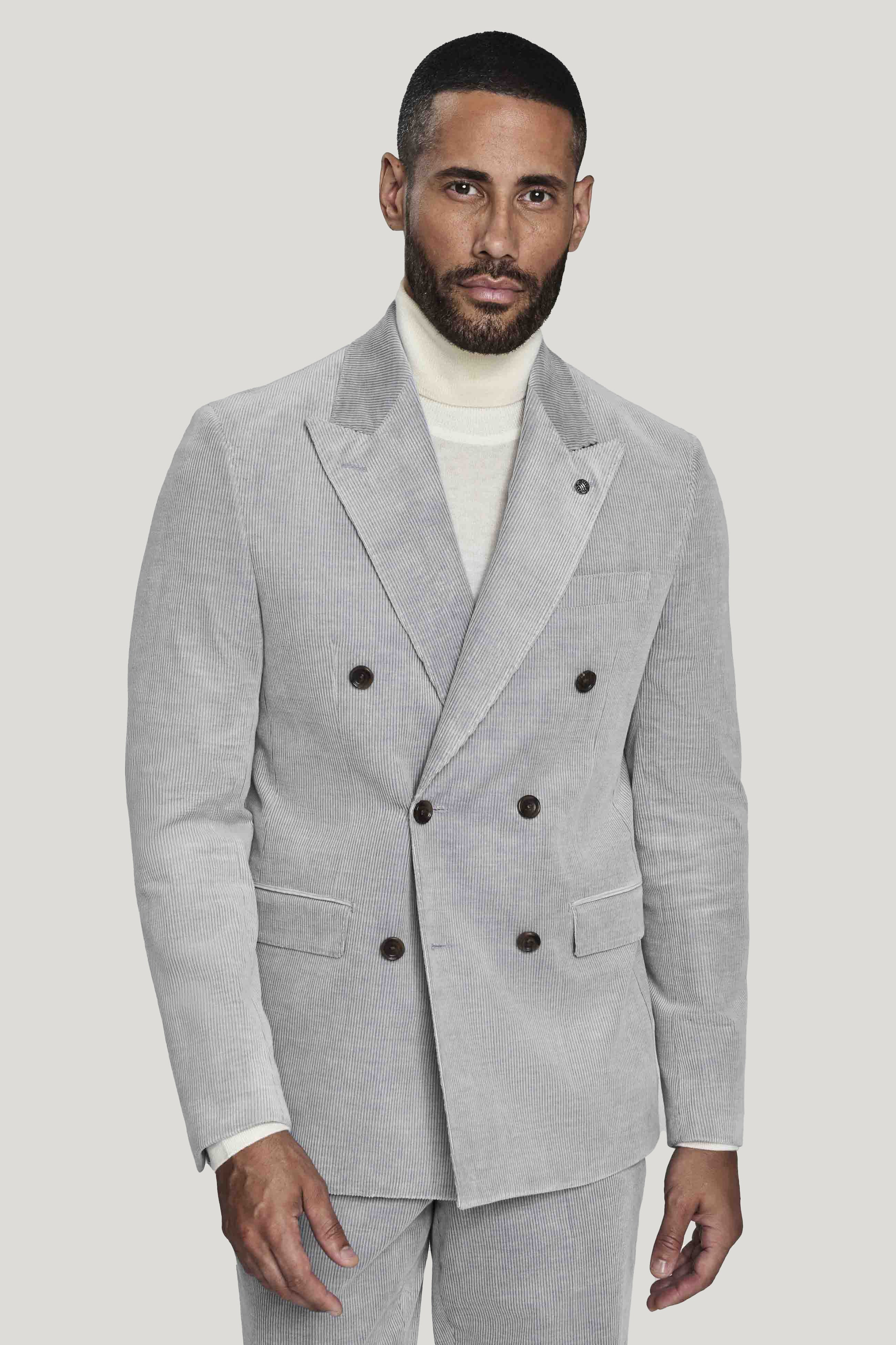 Alt view 1 Light Grey Corduroy Double Breasted Suit