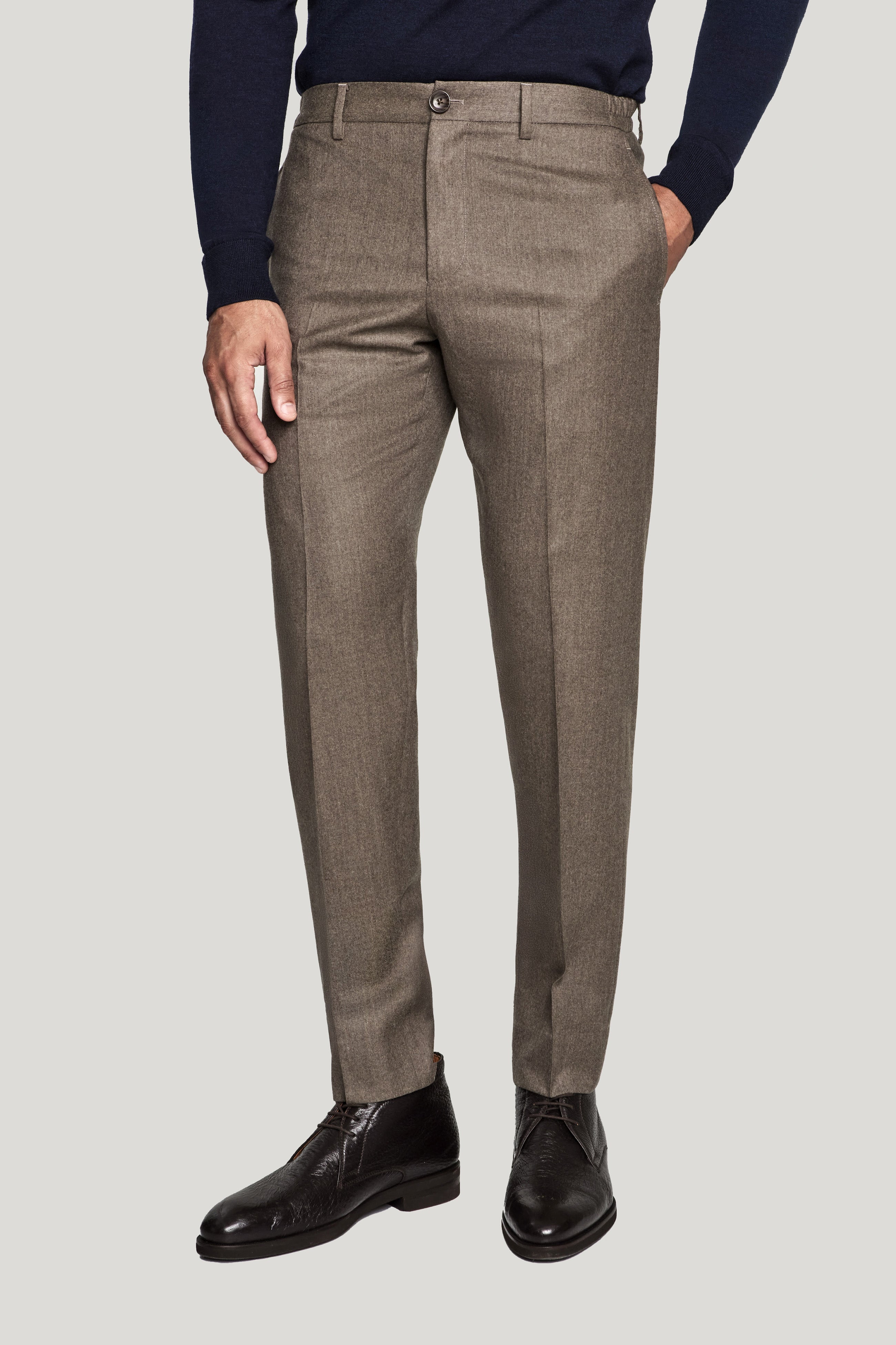 Alt view Tan Trouser with Stretch Waistband