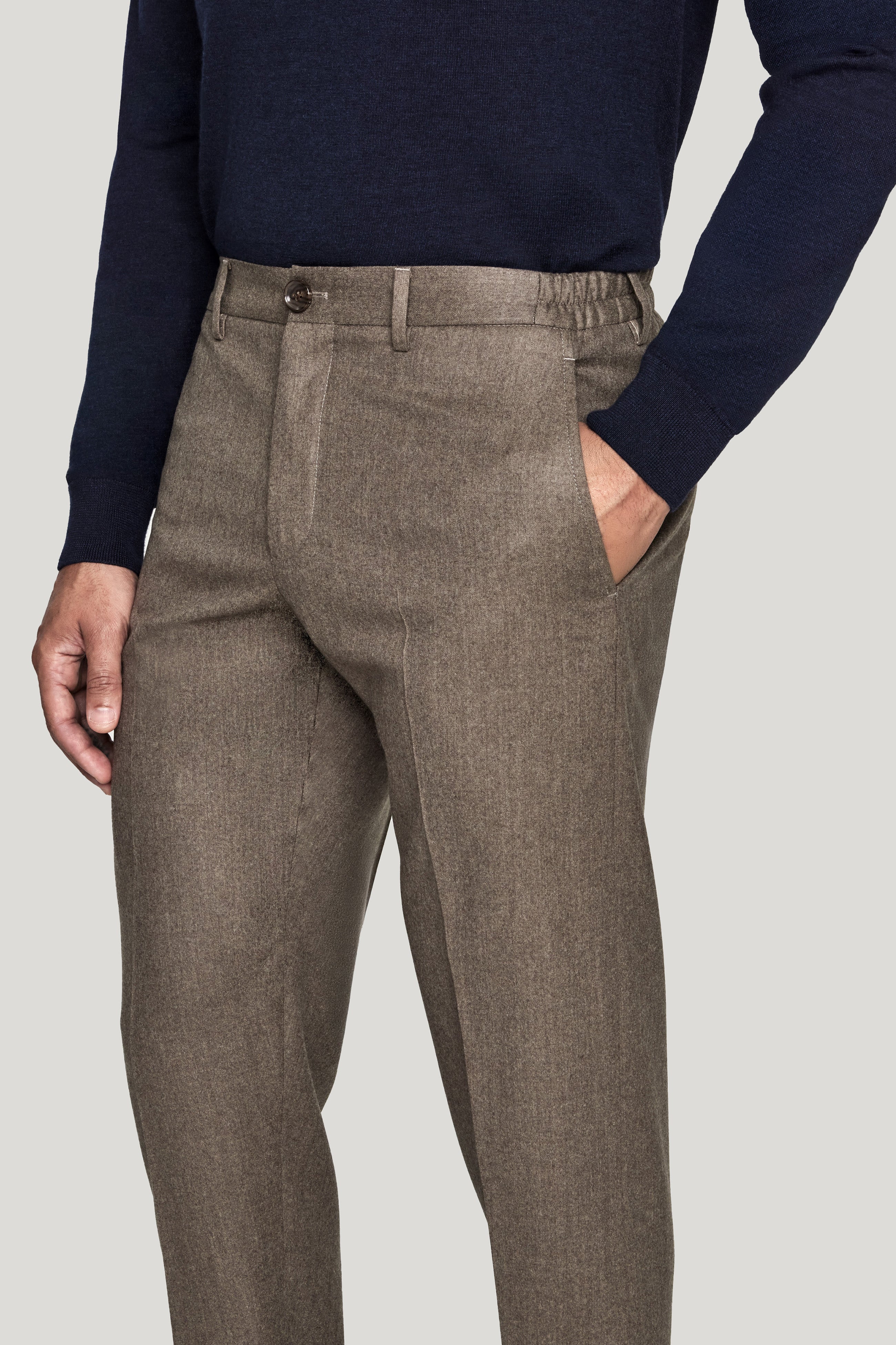 Alt view 1 Tan Trouser with Stretch Waistband