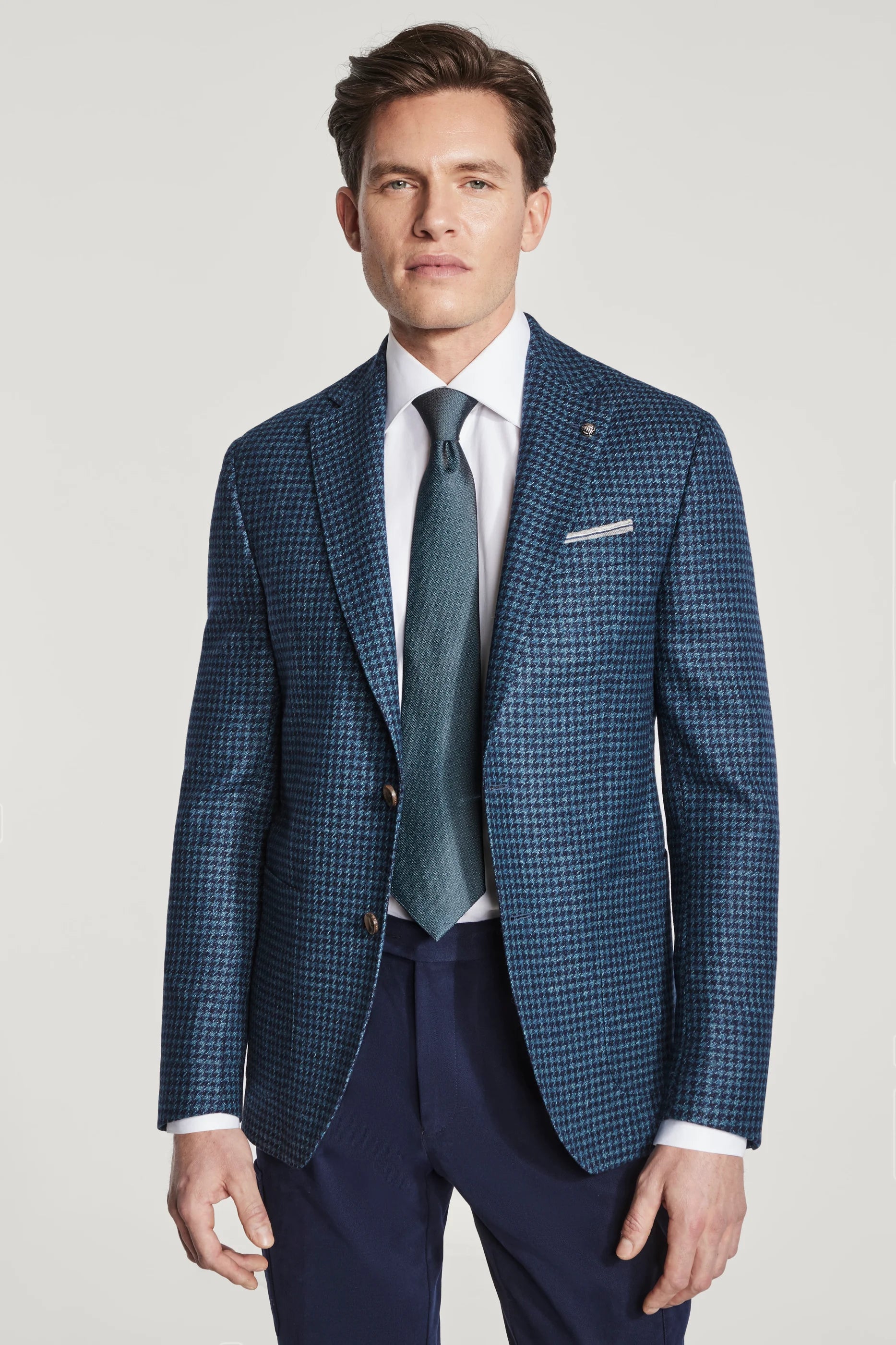 Alt view Teal Houndstooth Blazer