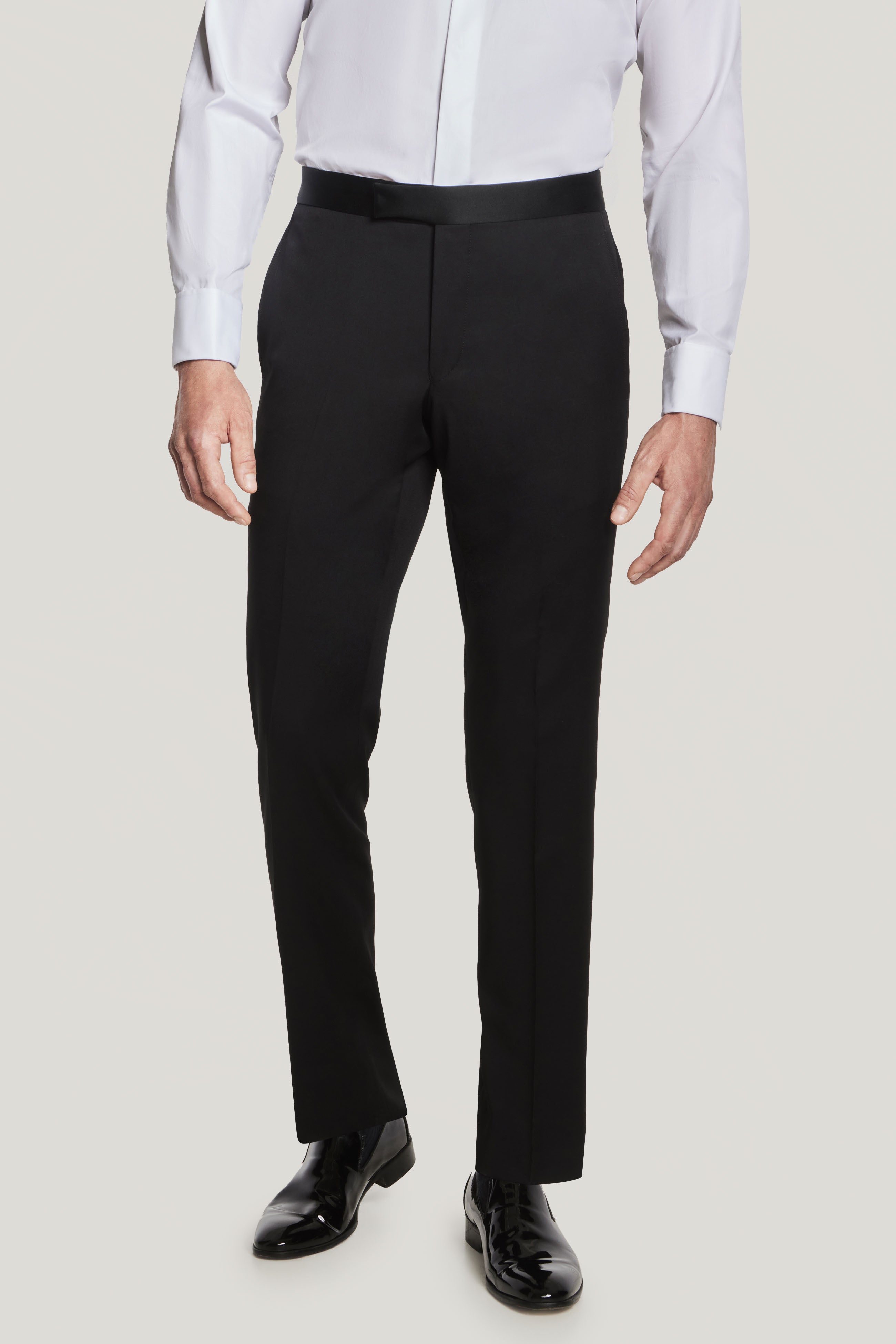 Alt view Black Solid Tuxedo Trouser