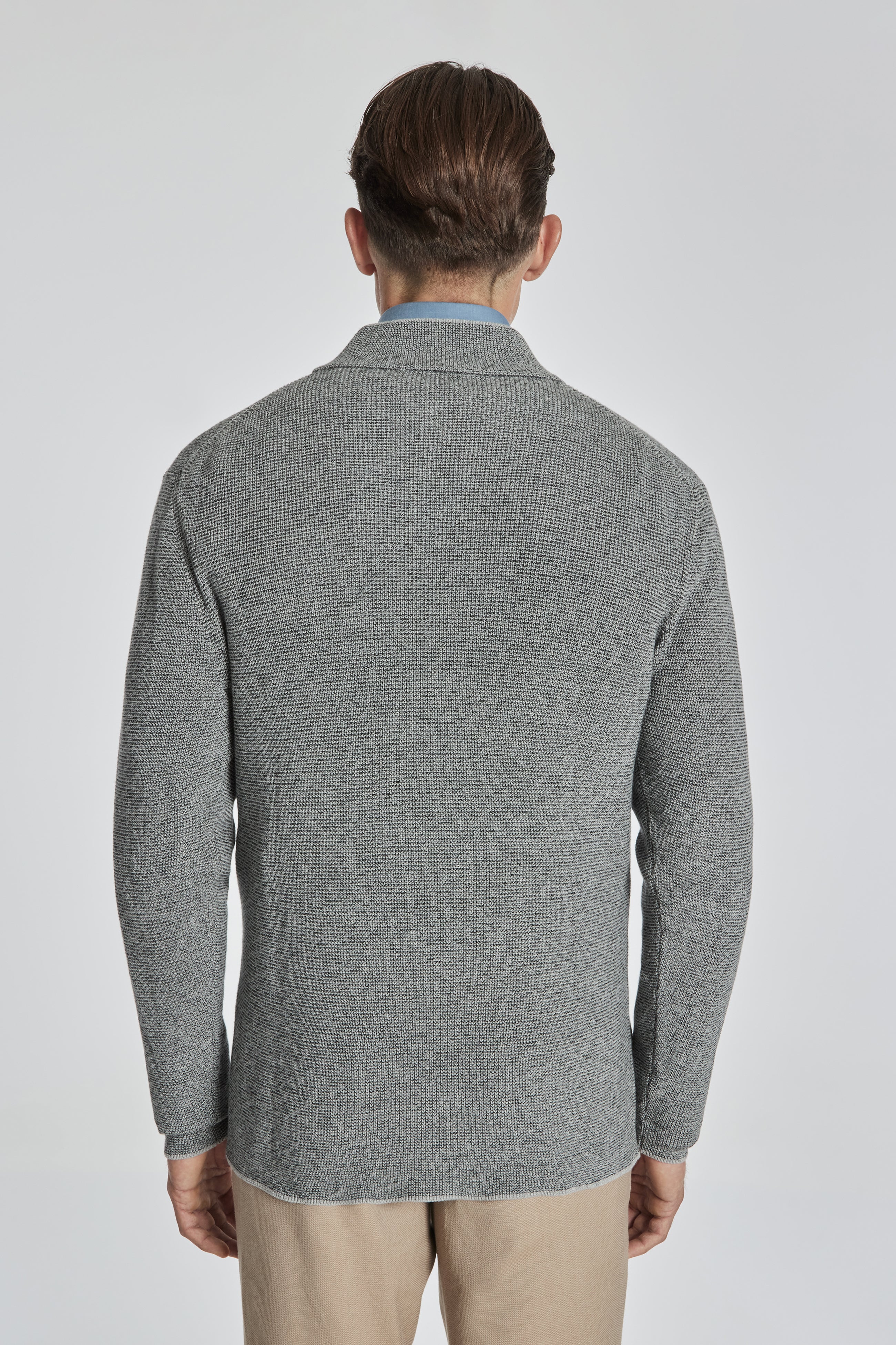 Daulac Melange Cotton Quarter Zip Sweater in Charcoal