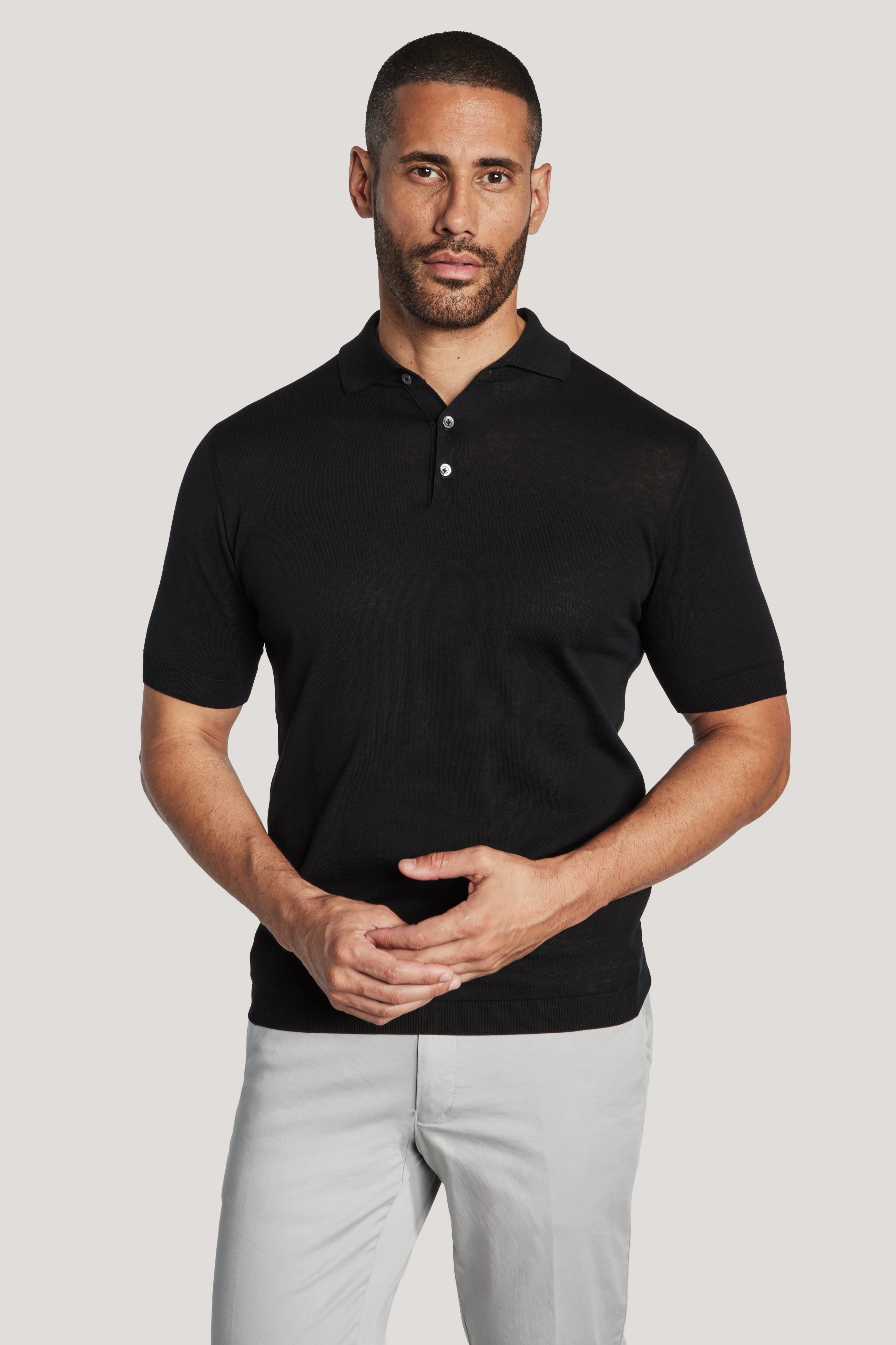 Alt view Black Knit Polo