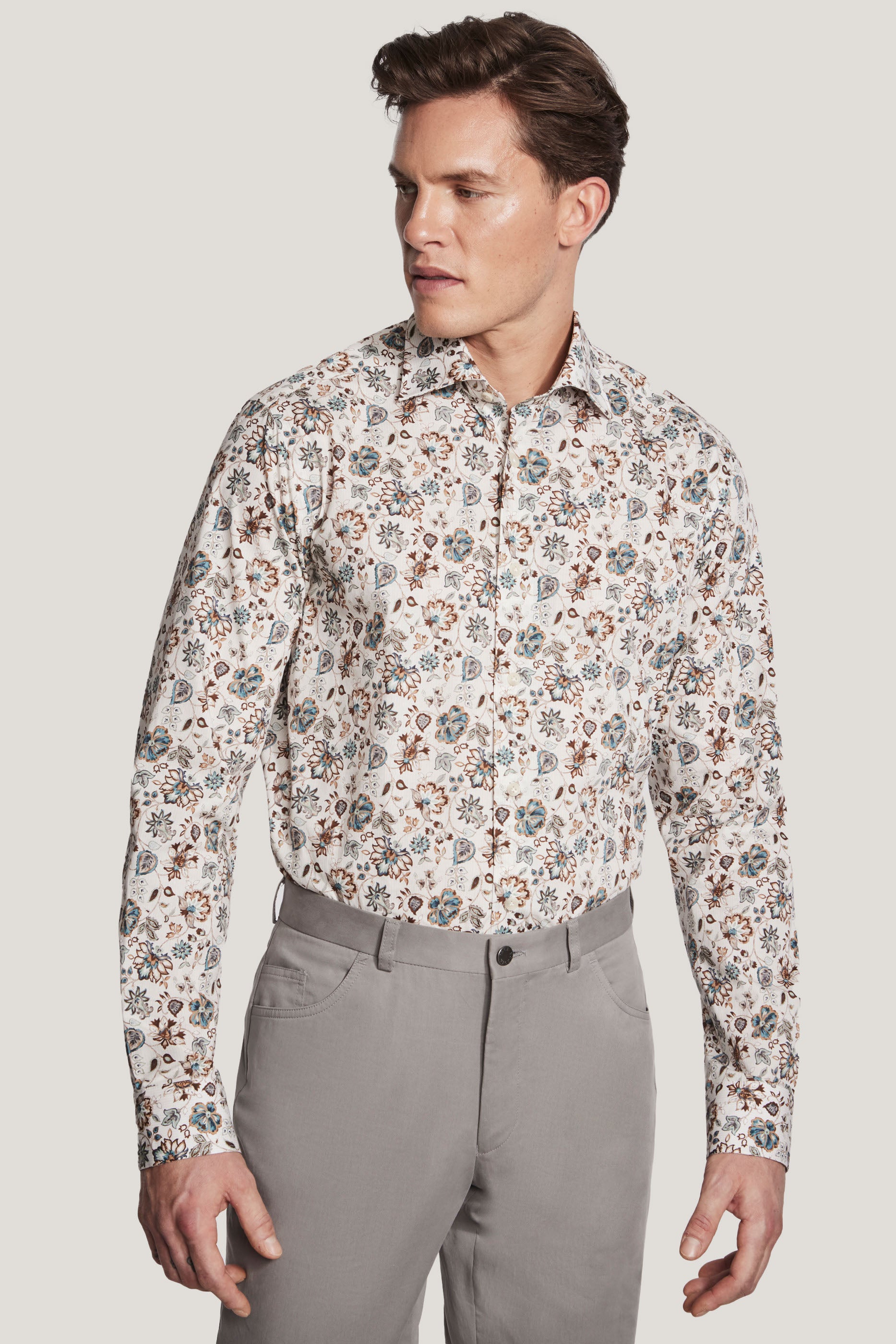 Alt view Tan Floral Sport Shirt