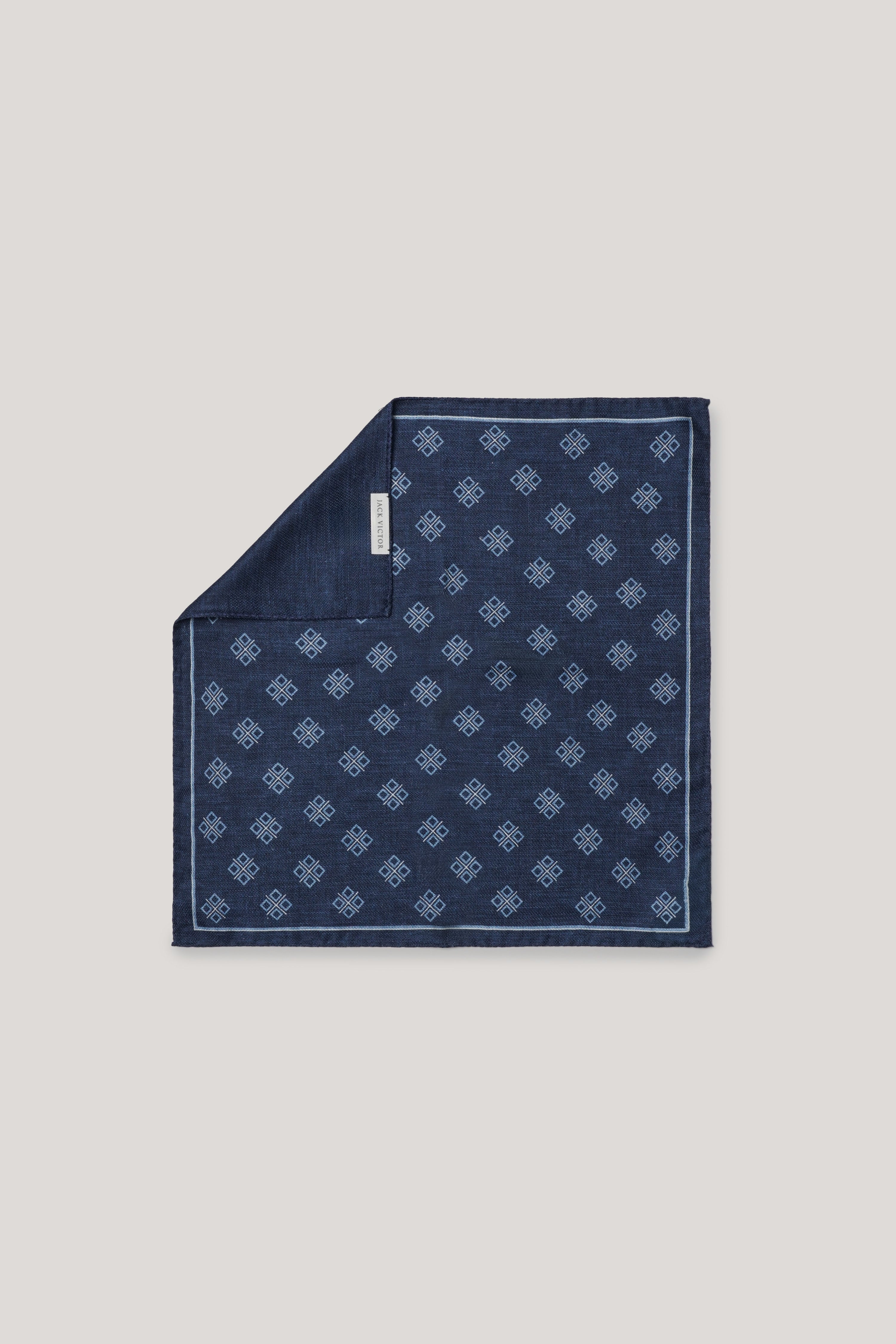 Alt view Navy Printed Pocket Square