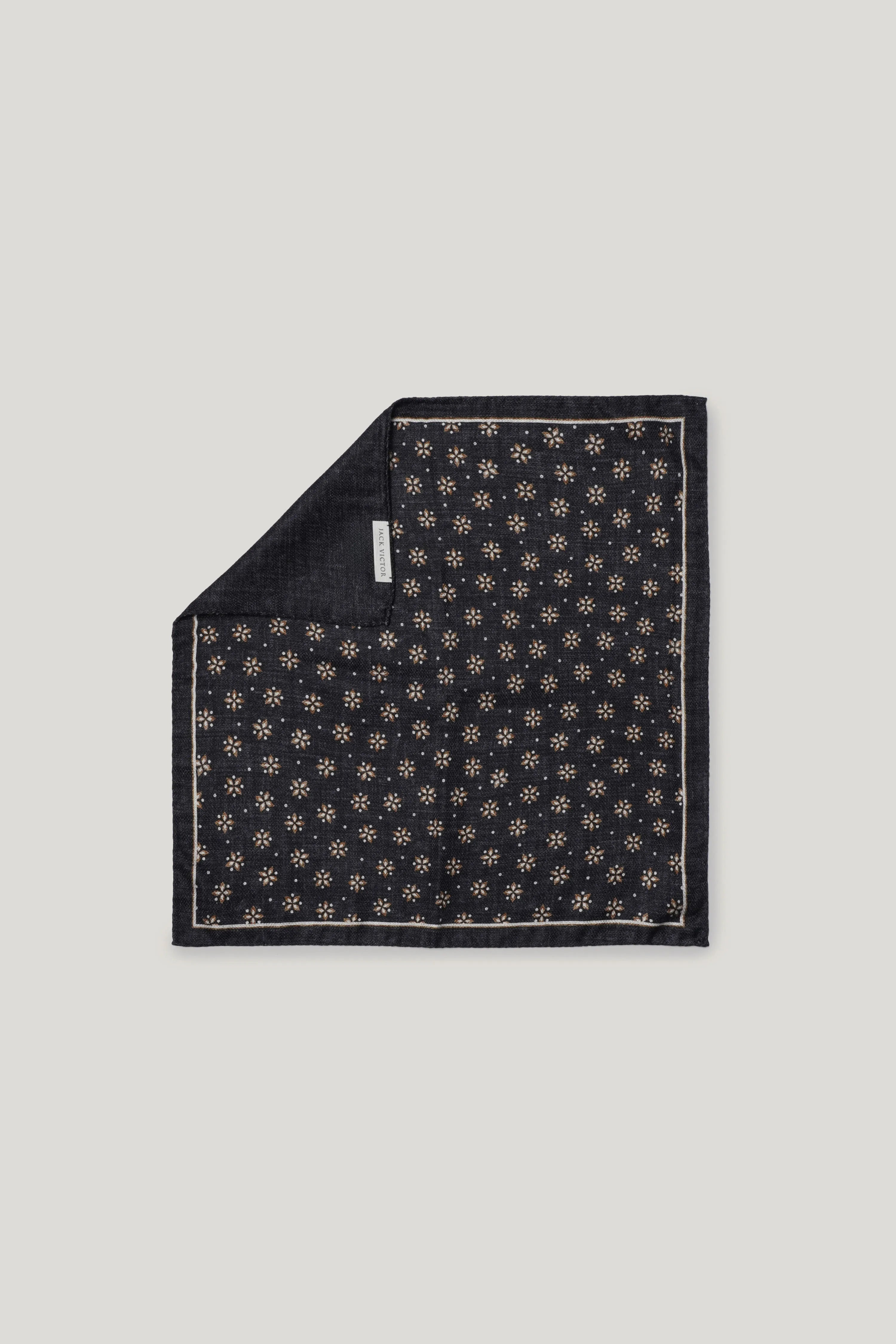 Alt view Black Floral Printed Pocket Square