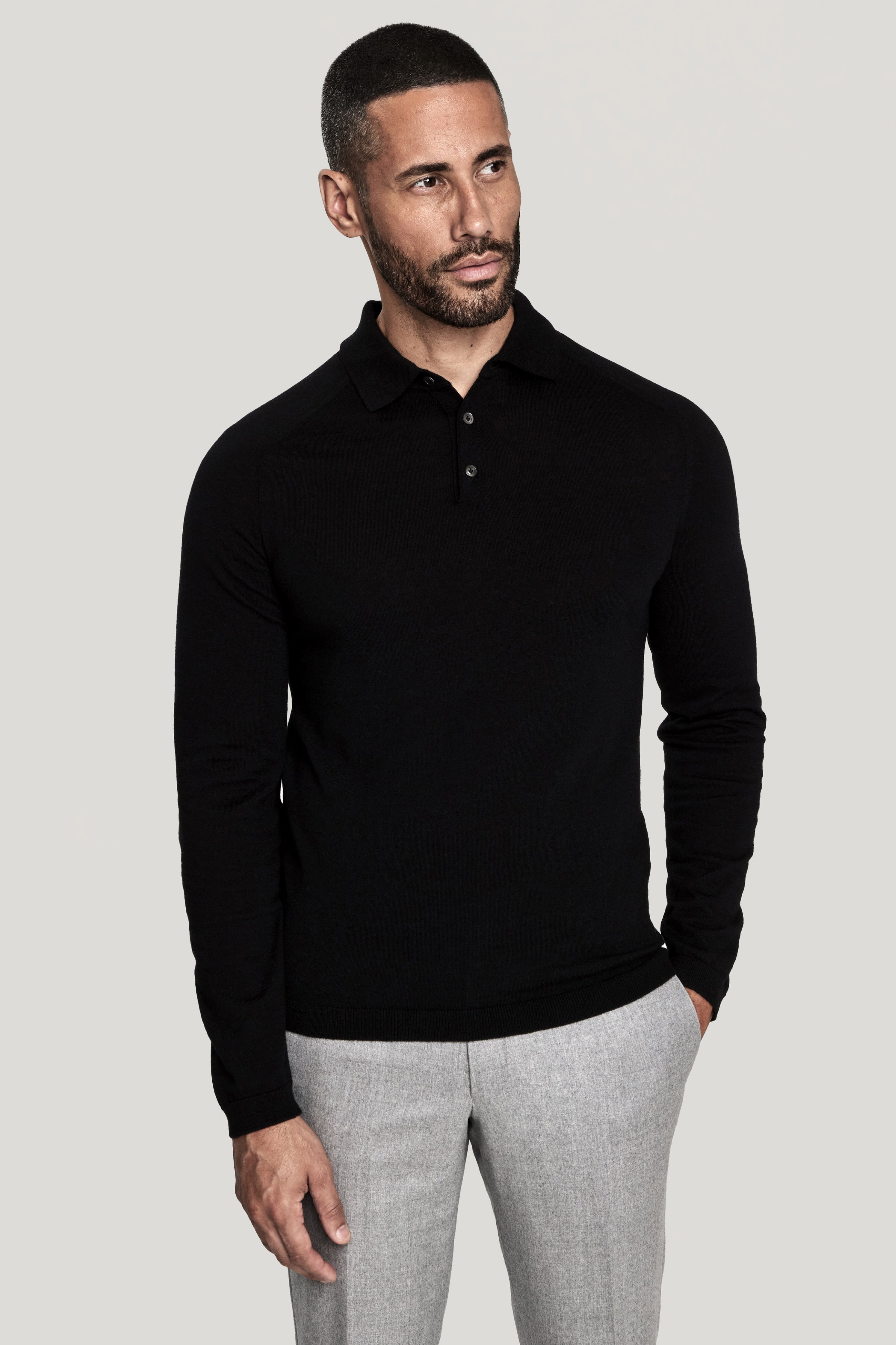 Alt view Black Long-Sleeve Polo