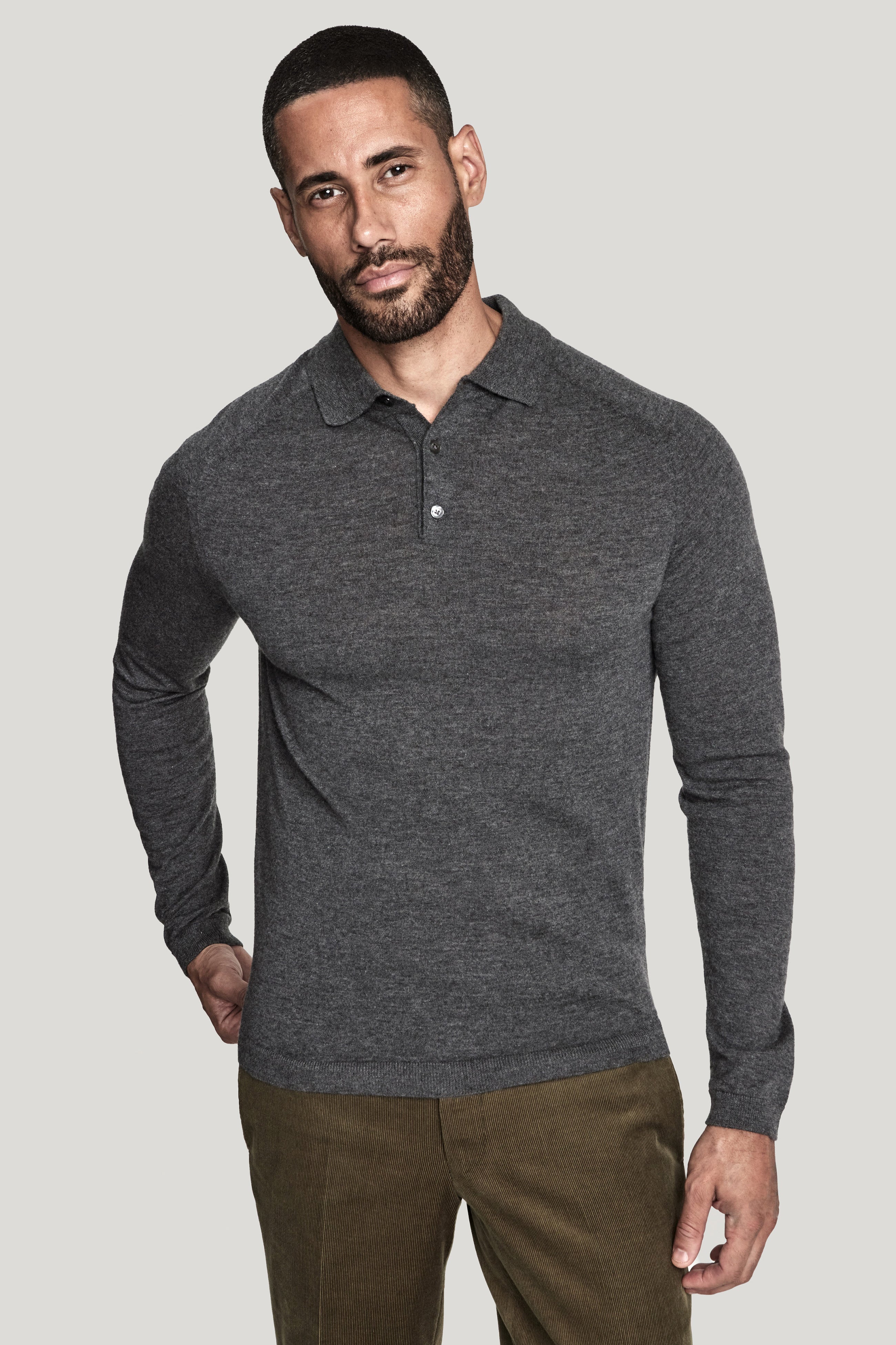 Alt view Charcoal Long-Sleeve Polo