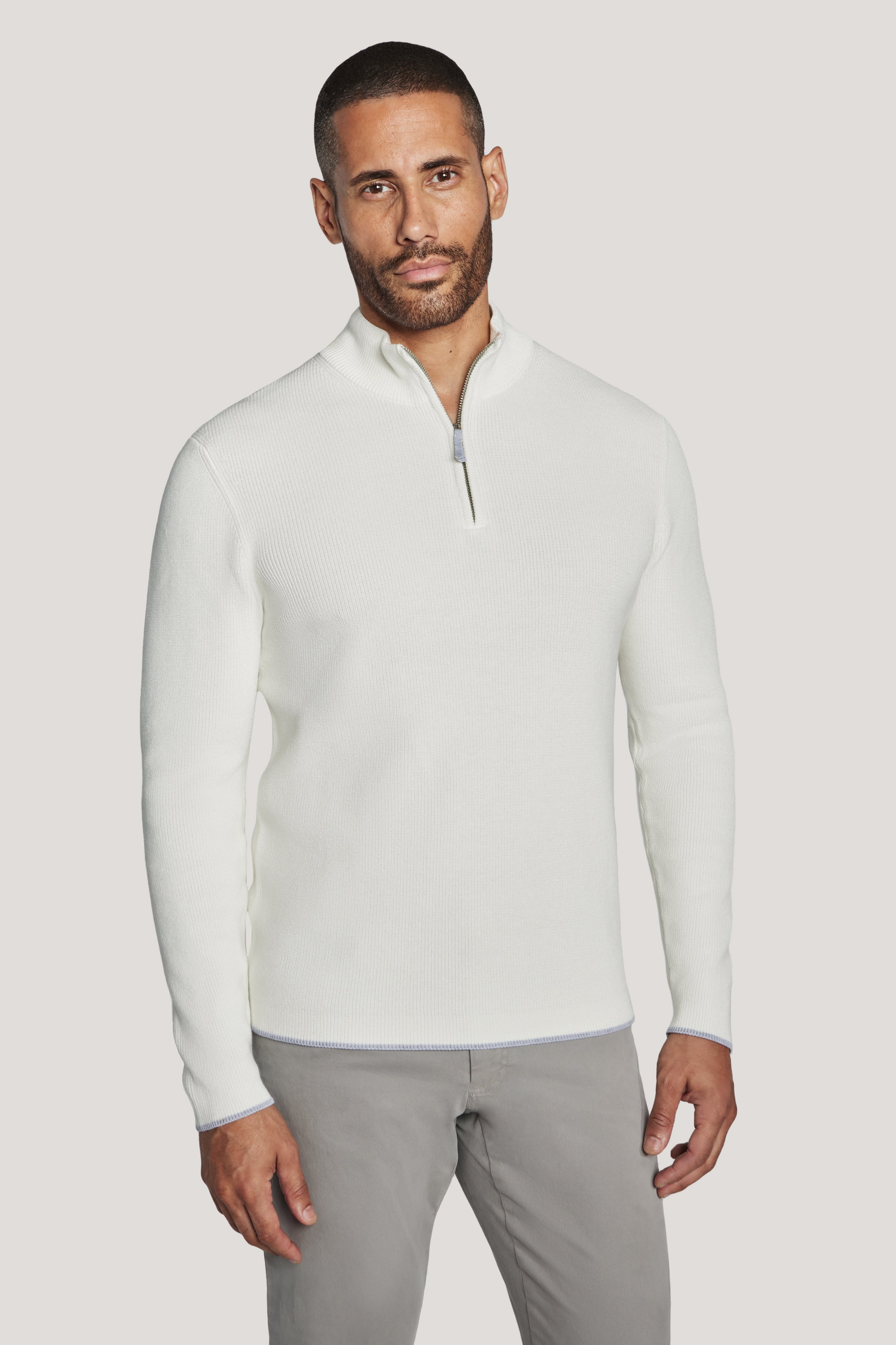 Alt view Ecru Solid Quarter Zip Sweater