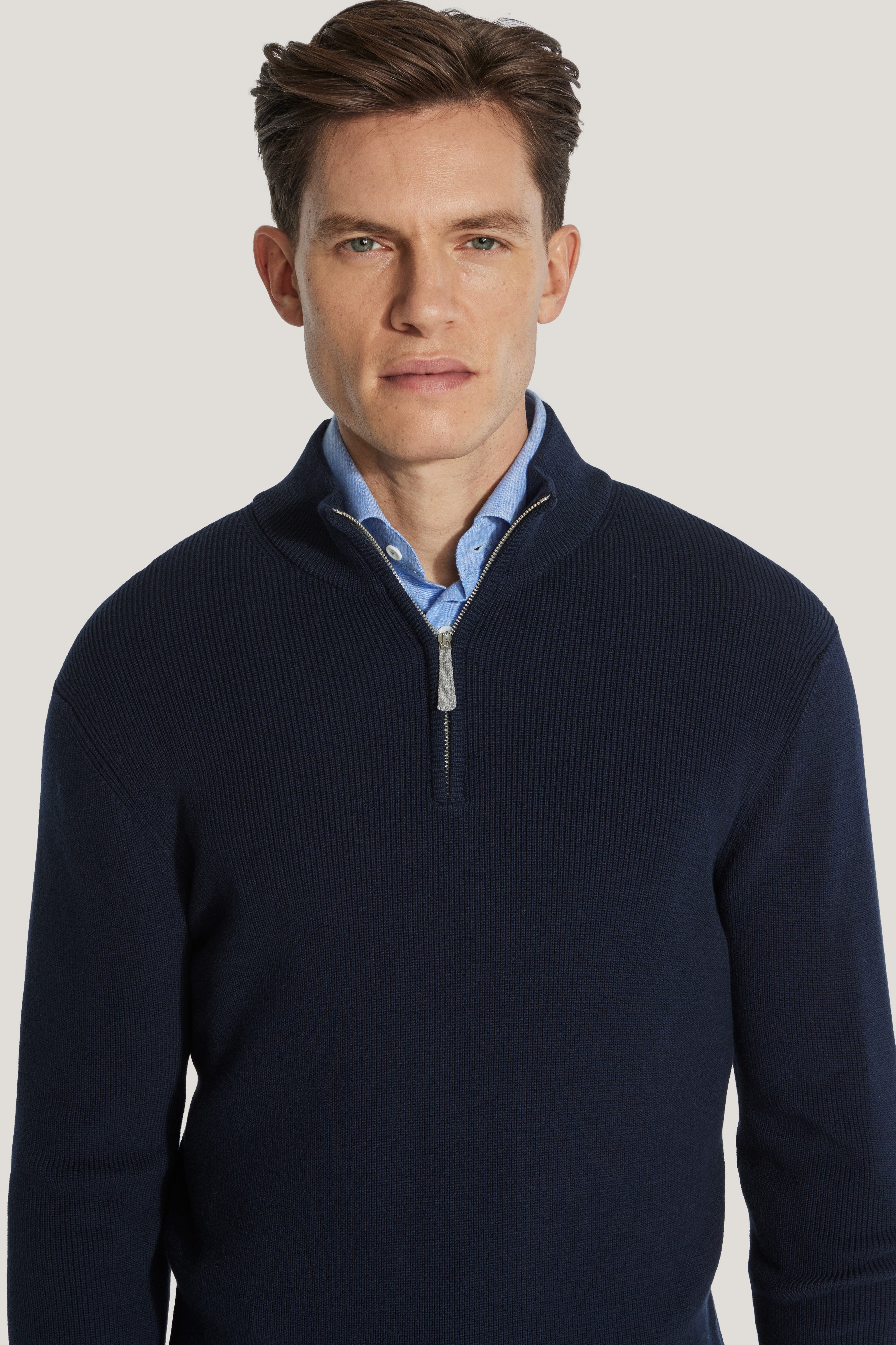 Alt view 1 Navy Solid Quarter Zip Sweater