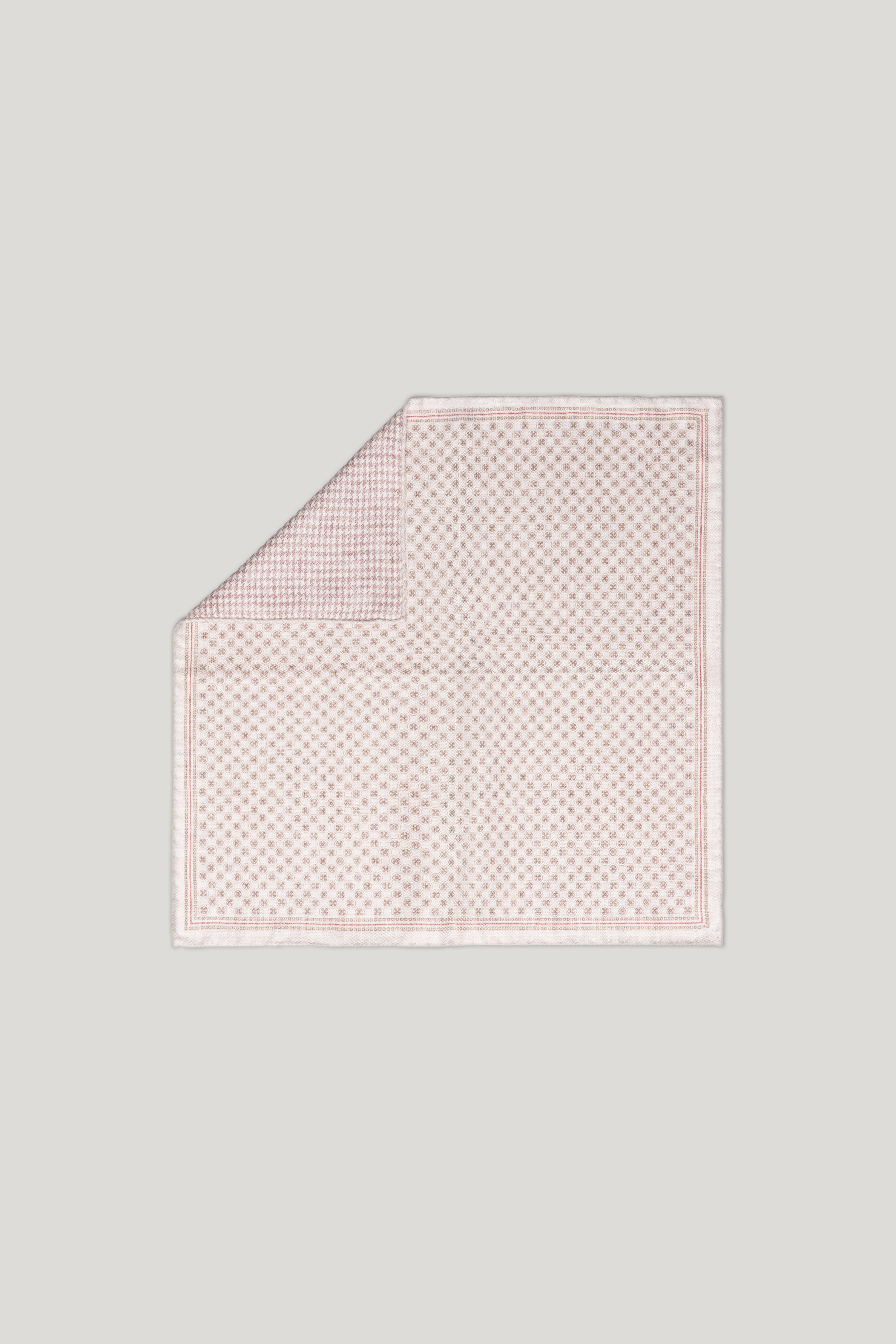 Alt view Pink Floral and Houndstooth Printed Pocket Square