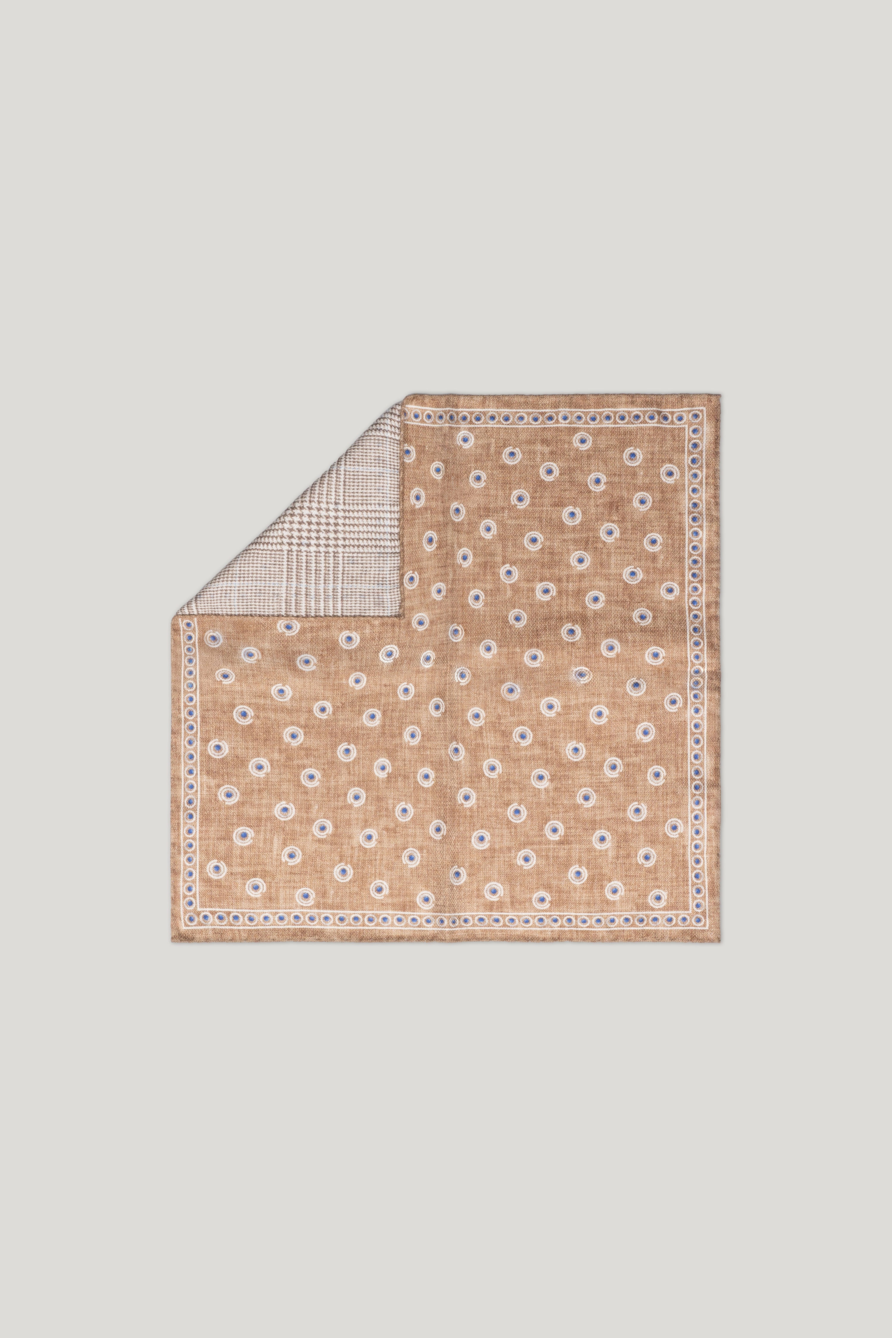 Alt view Camel Geometric and Plaid Printed Pocket Square