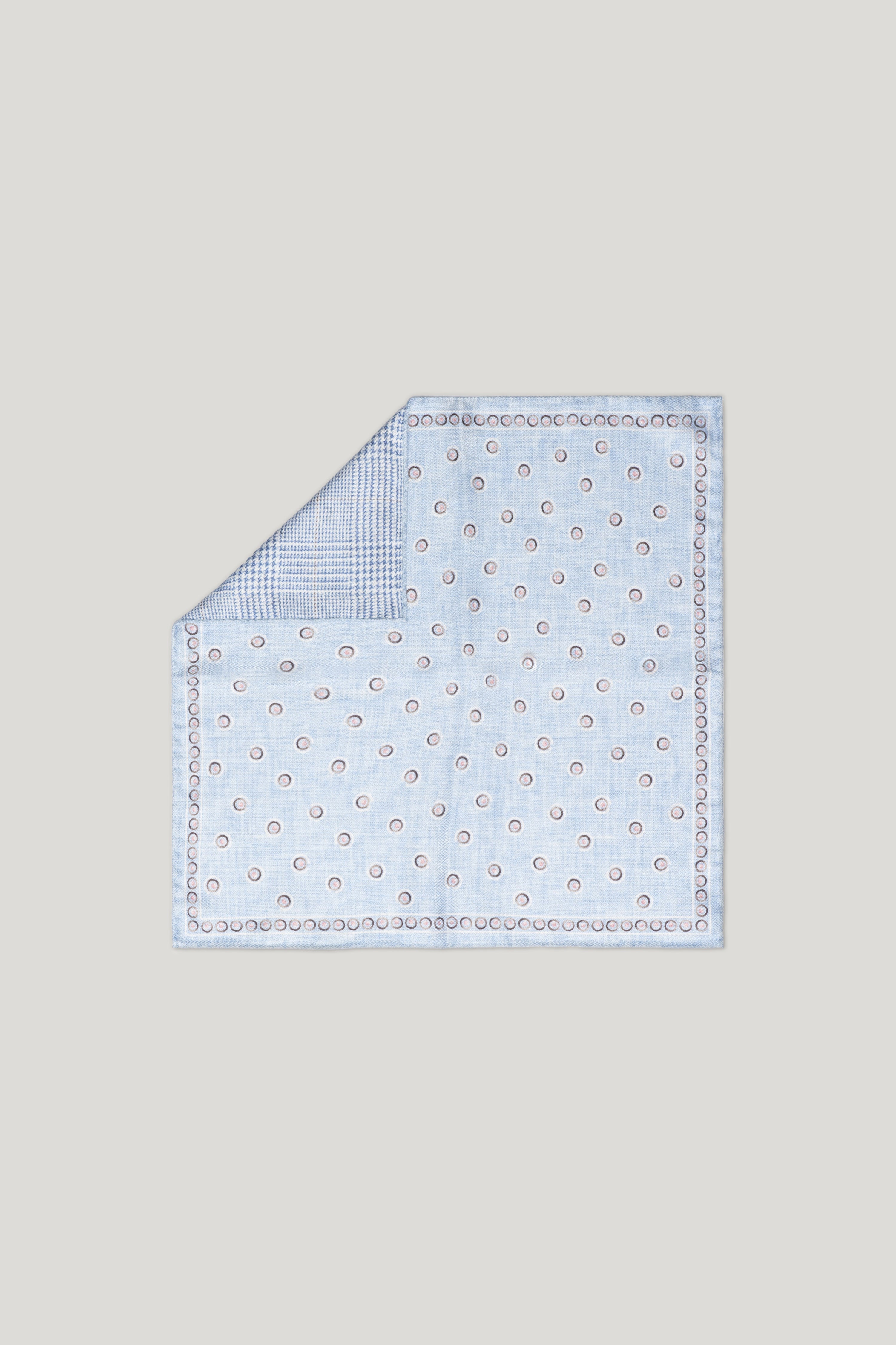 Alt view Sky Blue Geometric and Plaid Printed Pocket Square