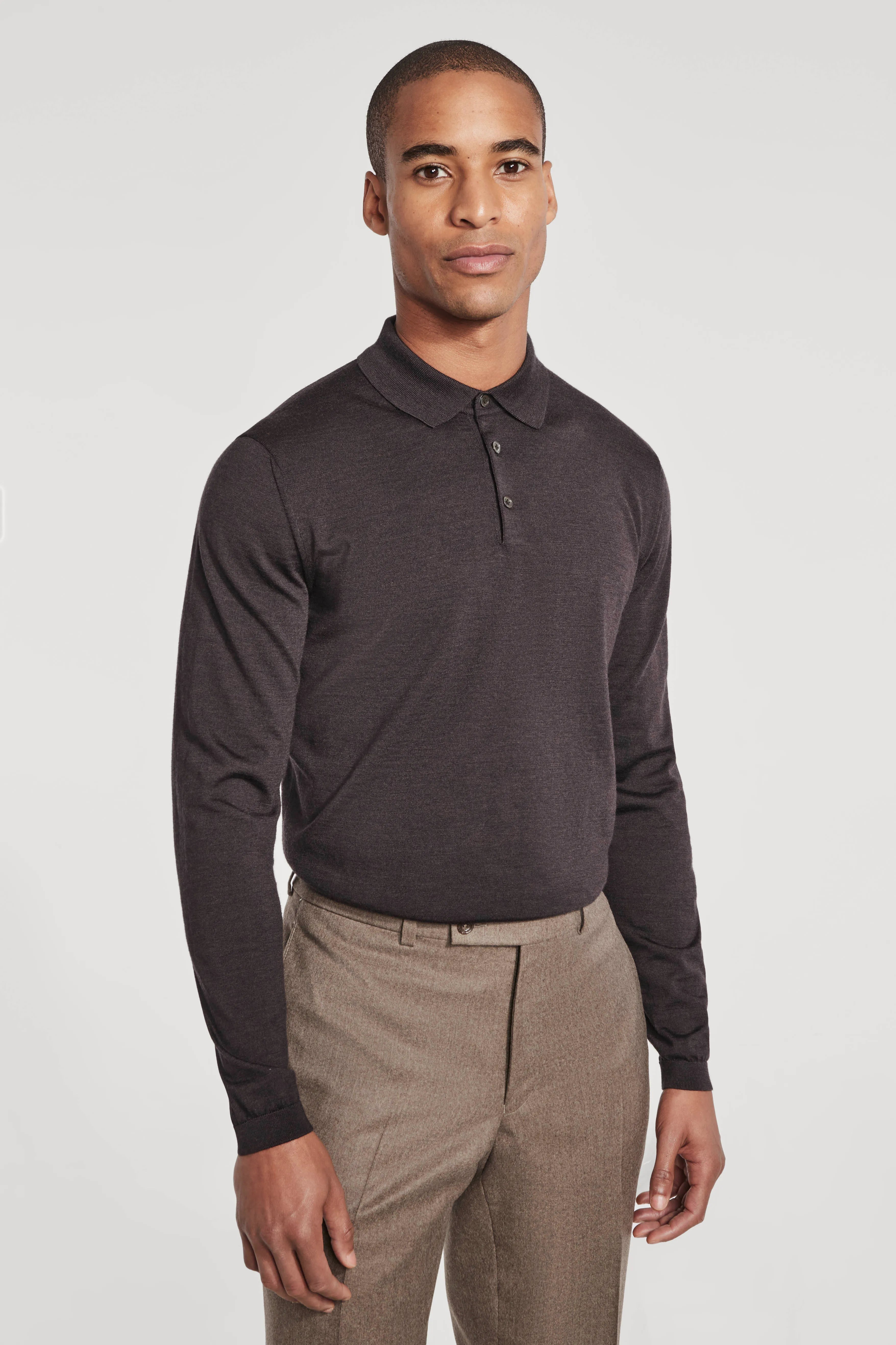 Alt view Brown Long-Sleeve Polo