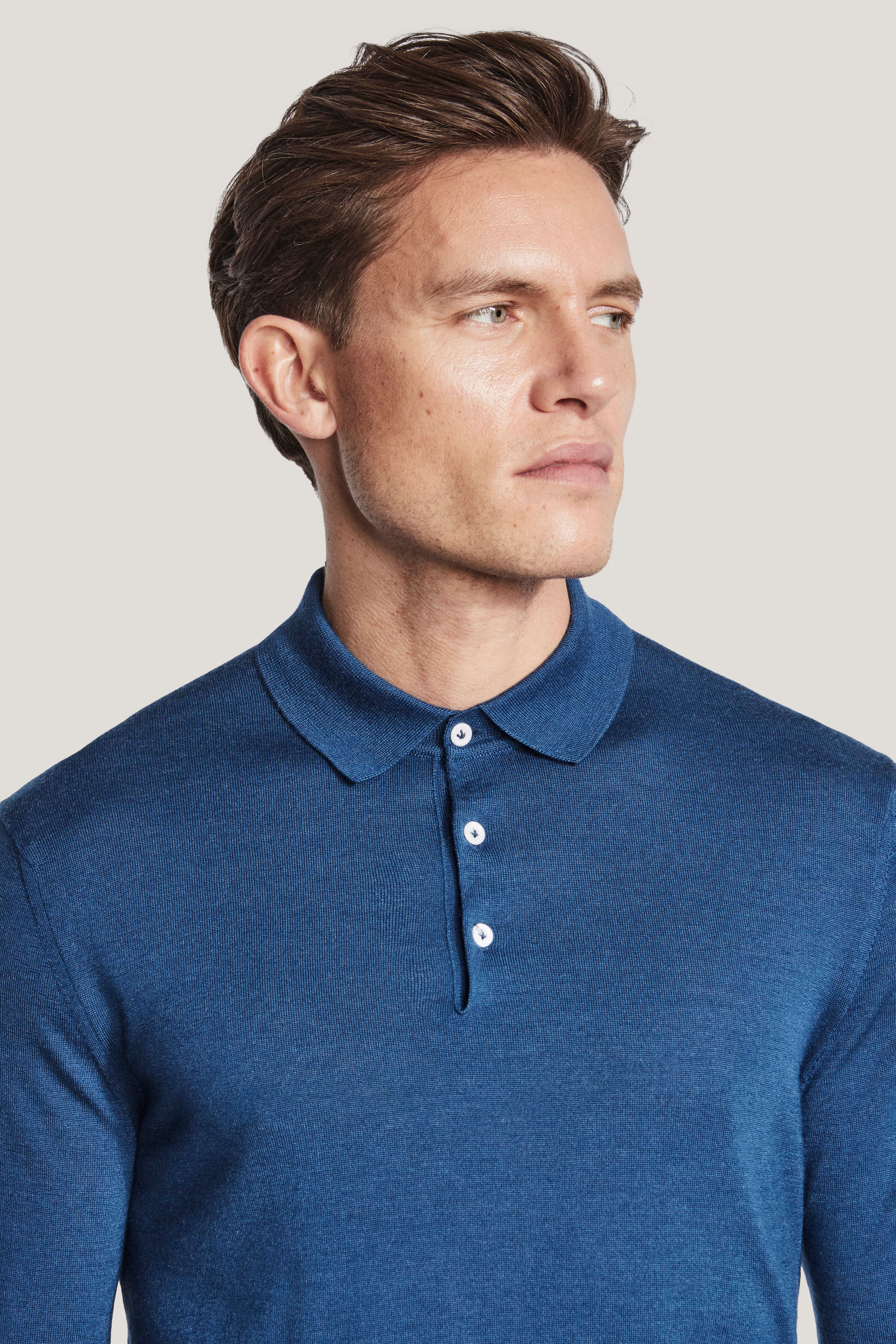 Alt view 1 Blue Long-Sleeve Polo