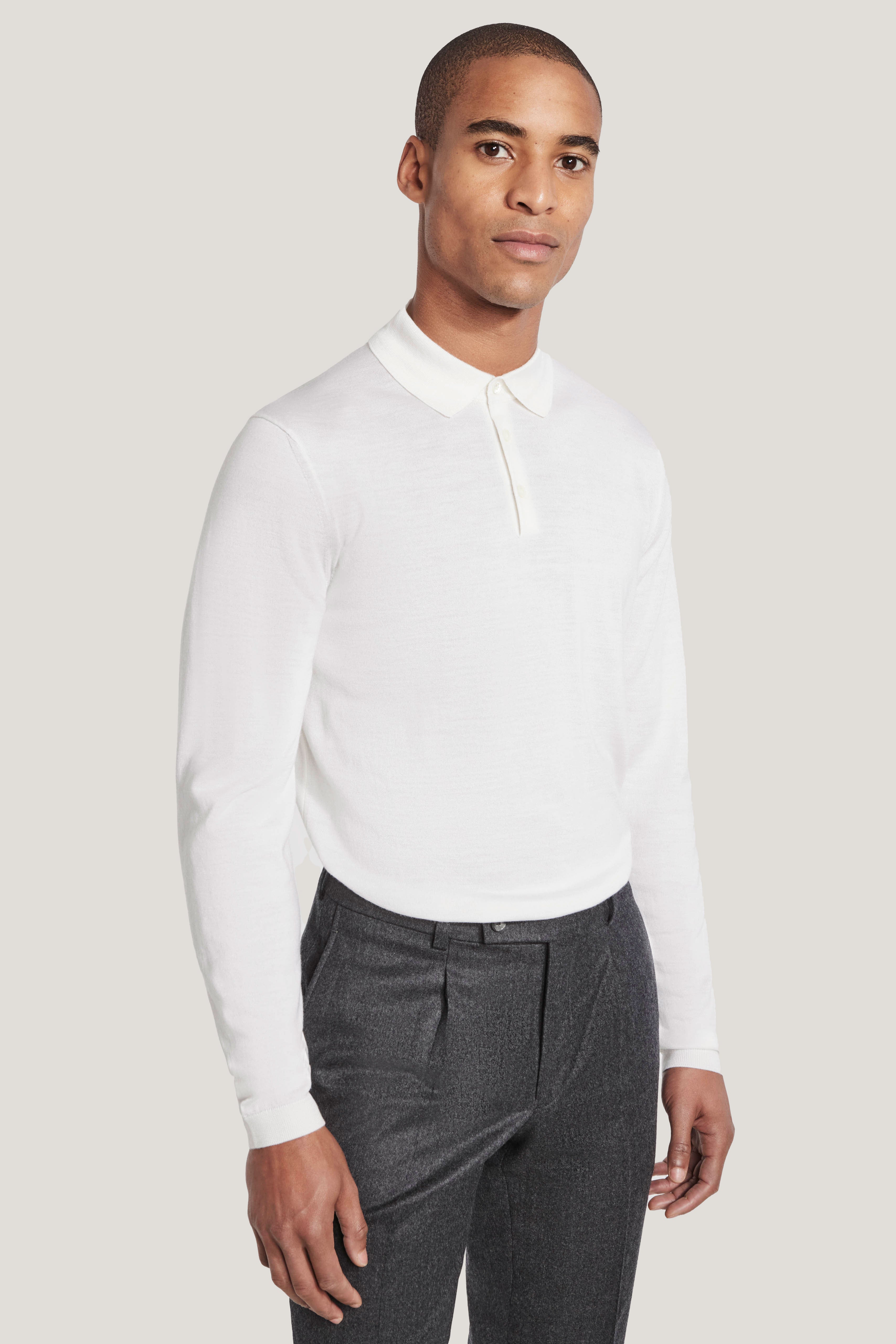 Alt view Ecru Long-Sleeve Polo