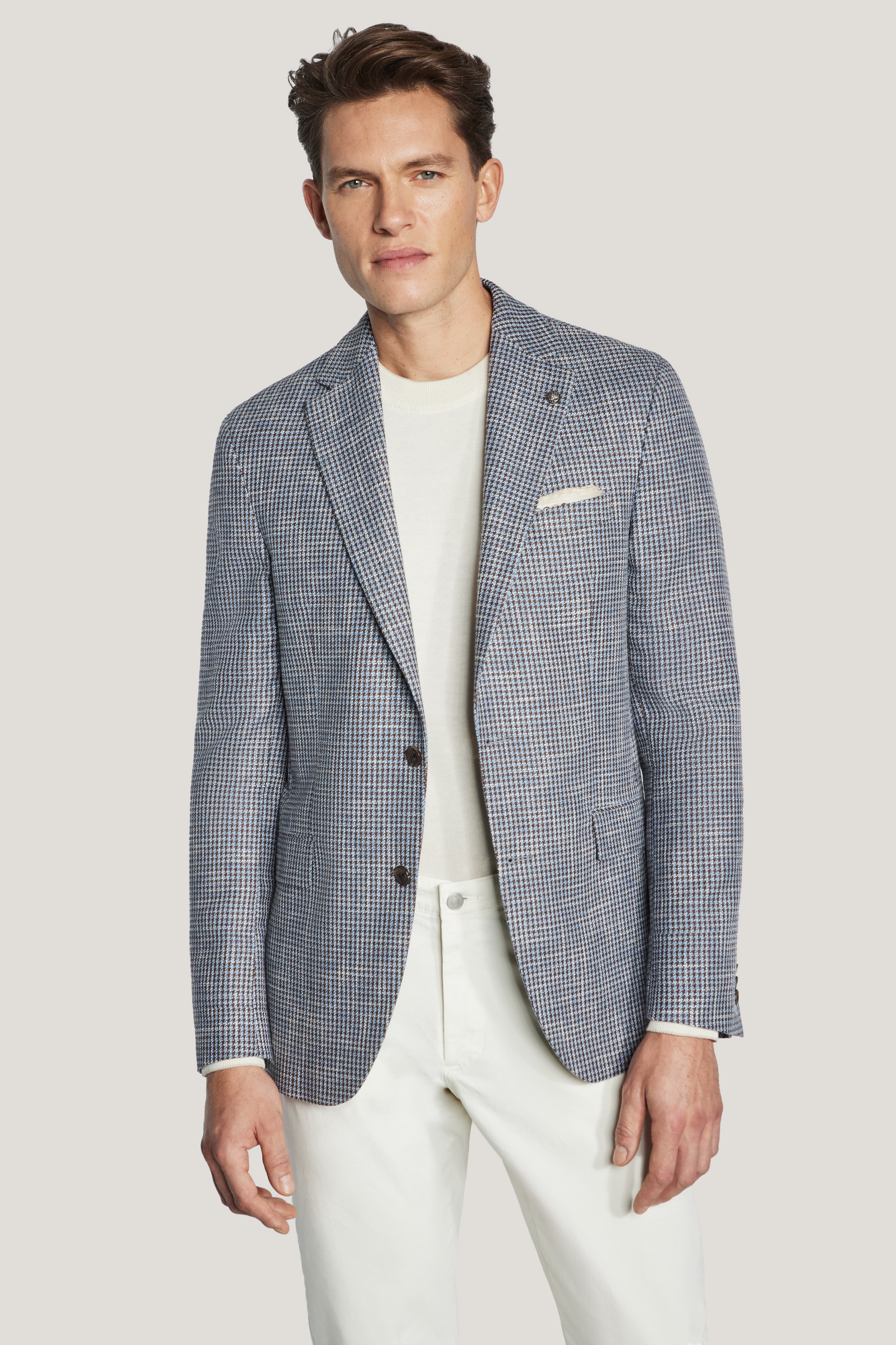 Alt view Sky Blue and Brown Houndstooth Blazer