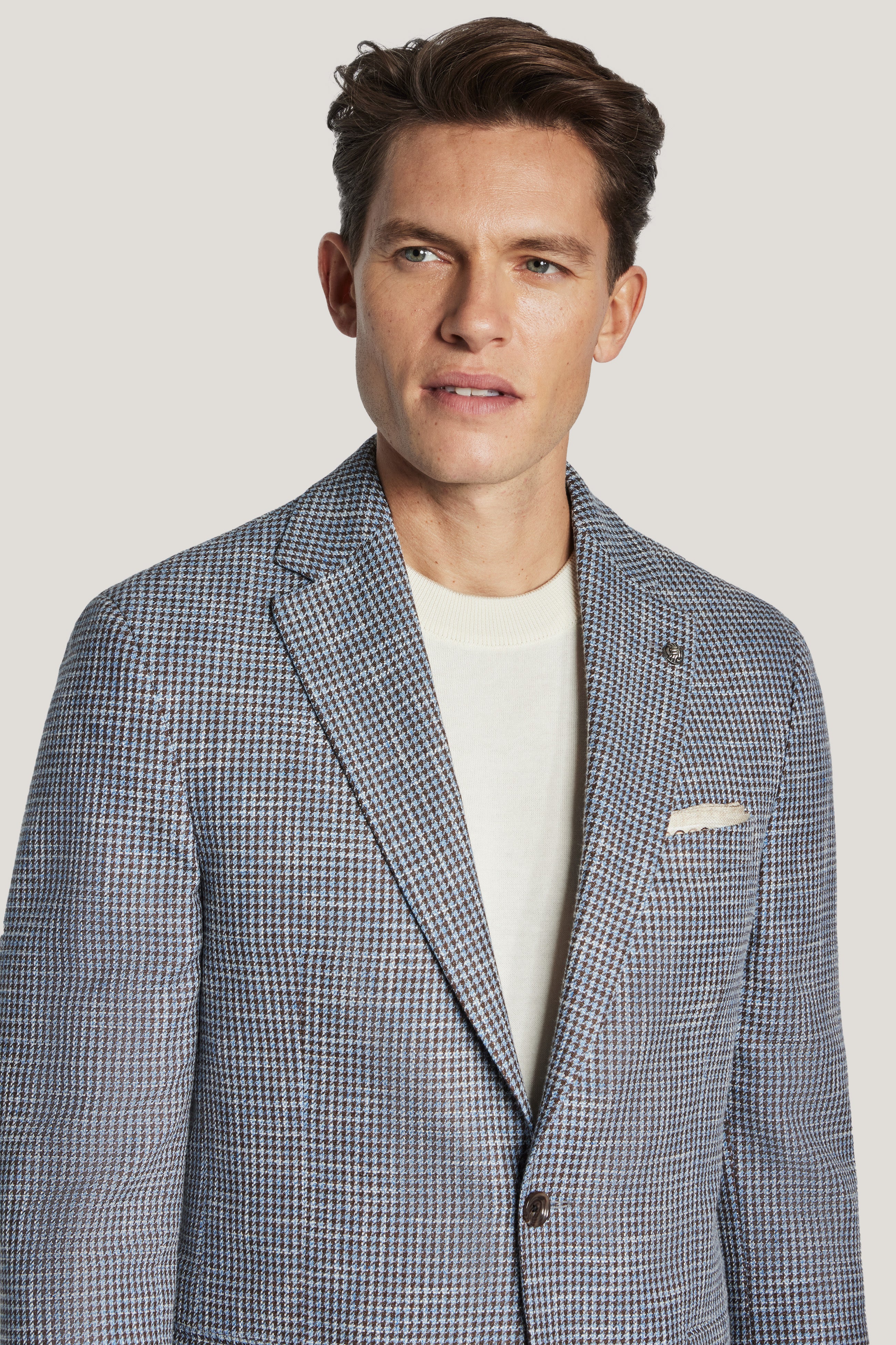 Alt view 1 Sky Blue and Brown Houndstooth Blazer