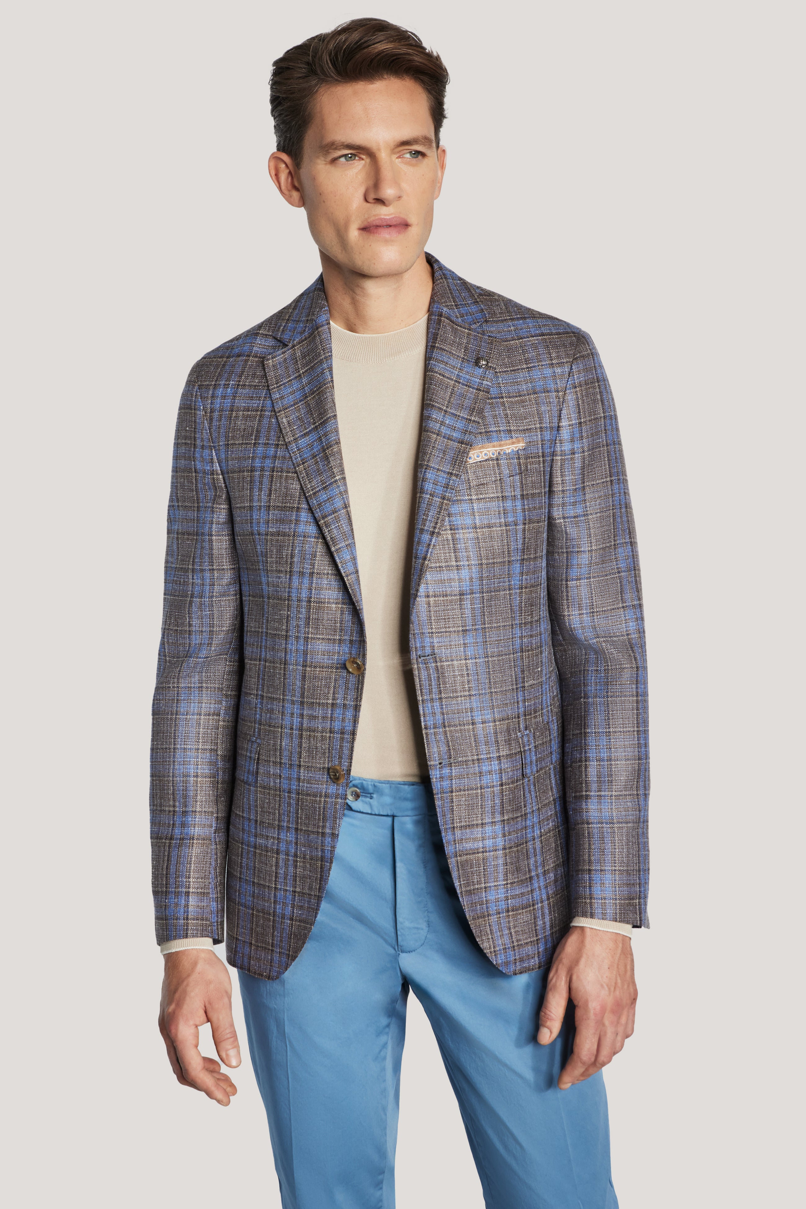 Alt view Brown and Blue Plaid Blazer