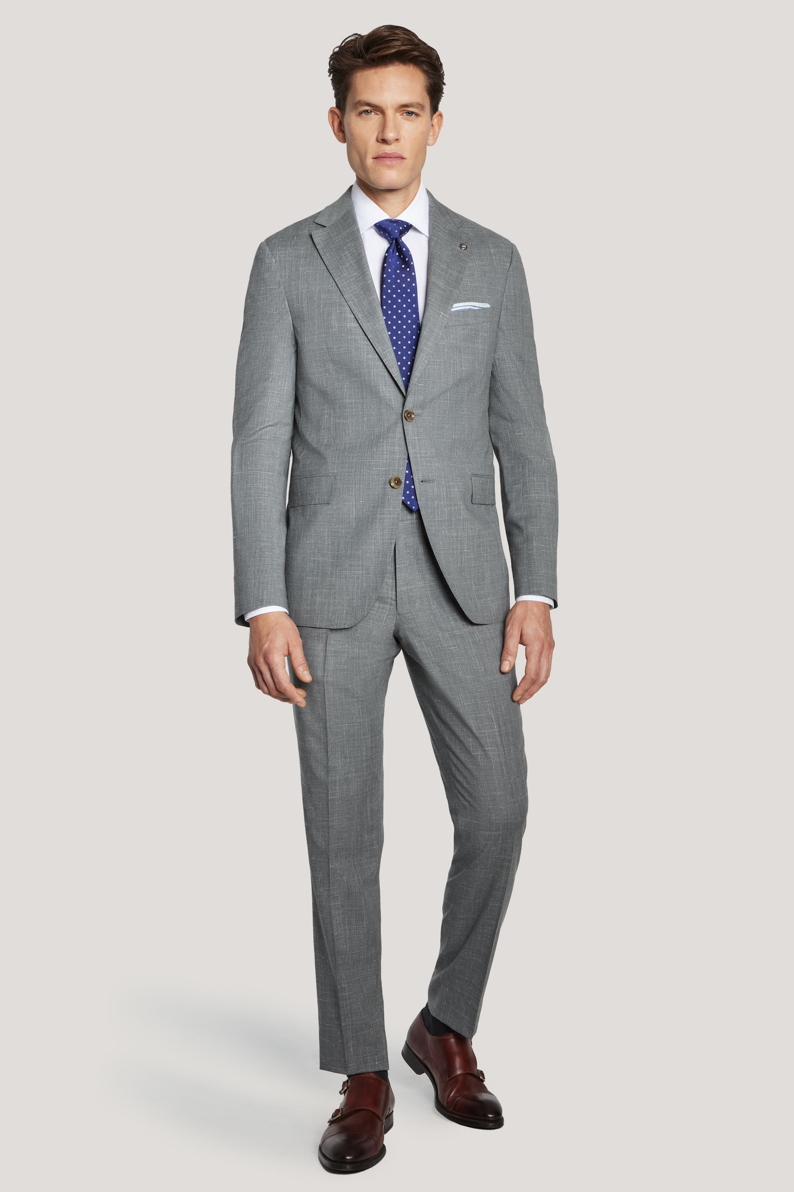 Alt view 1 Grey Solid Melange Suit