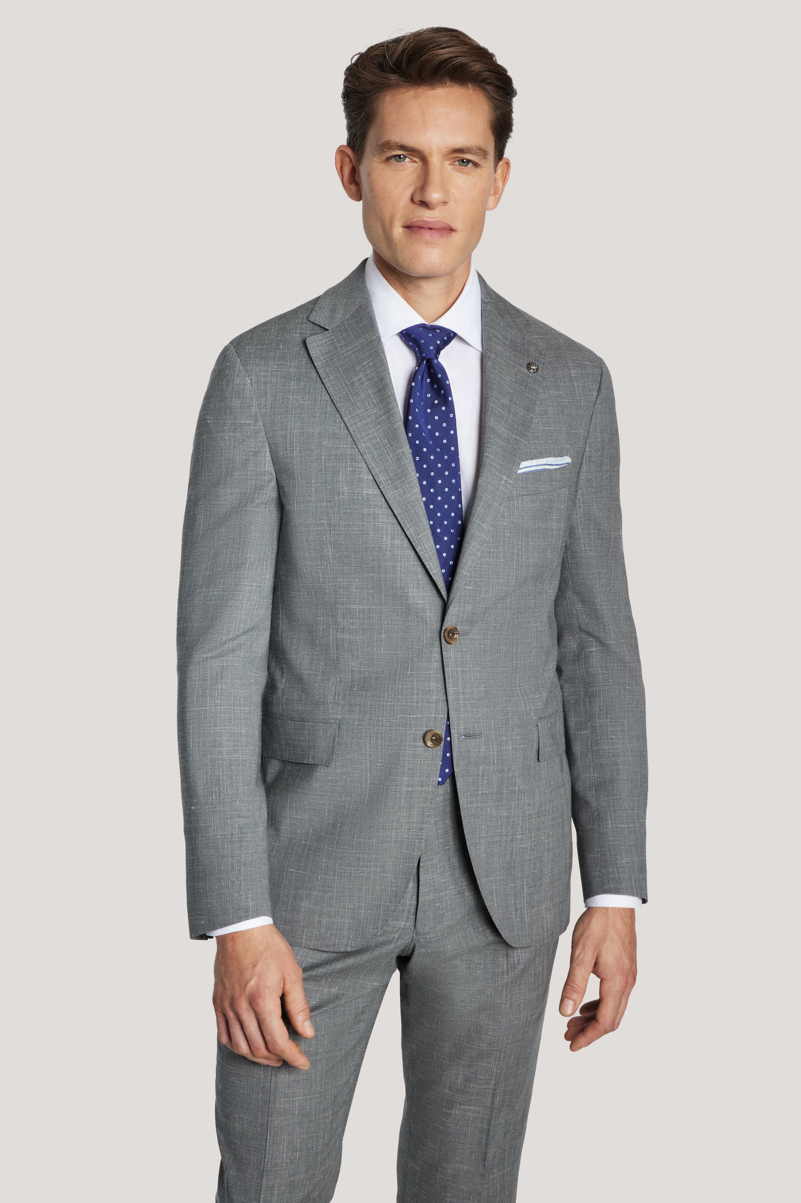 Alt view 1 Grey Solid Melange Suit