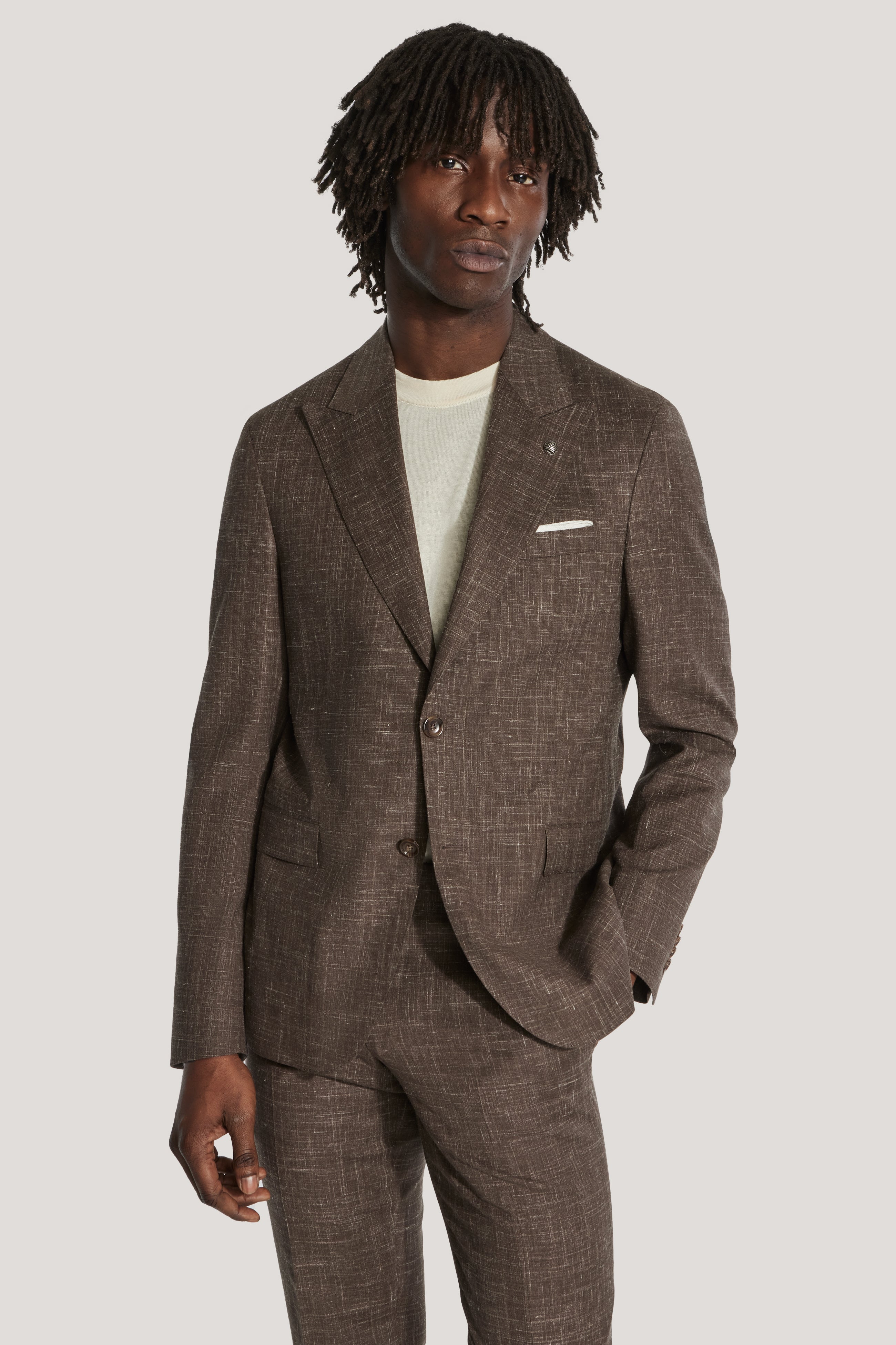 Alt view Chocolate Brown Solid Melange Suit